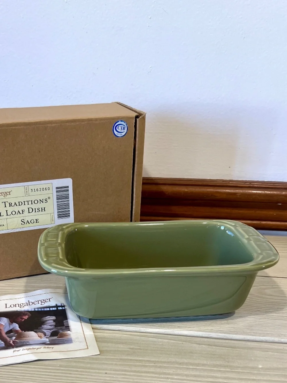 Longaberger Woven Traditions Small Loaf Dish 3162060 Sage
